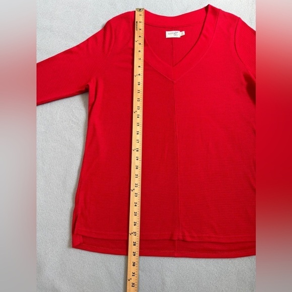 NWT - Terra & Sky Long Sleeve Brilliant Red Waffle Tee Shirt (0X) - Picture 3 of 10